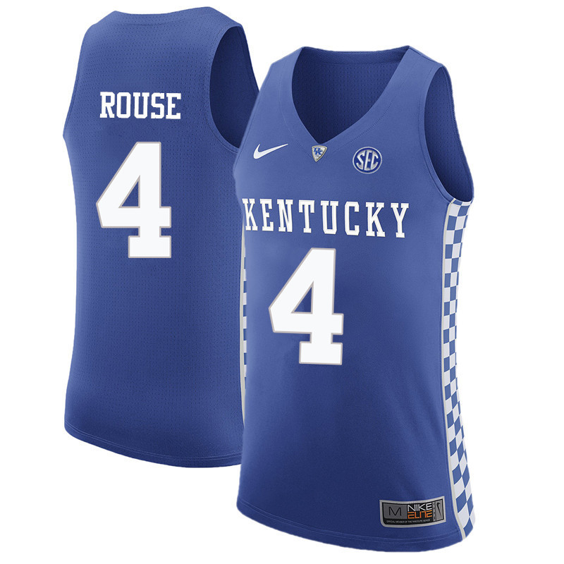 Men Kentucky Wildcats #4 Layton Rouse College Basketball Jerseys-Blue